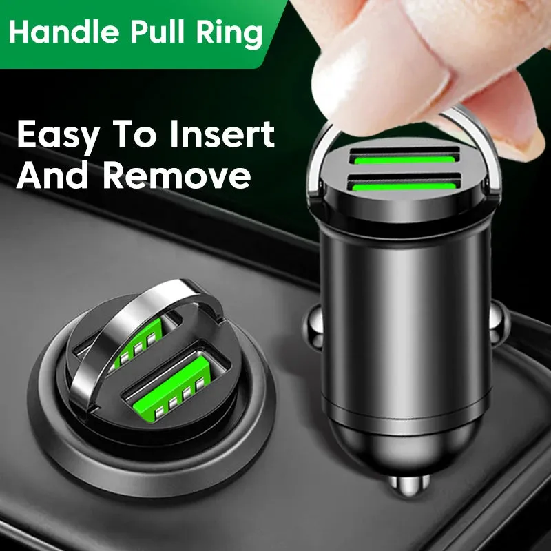 200W Mini Dual Ports USB Car Charge - Fast Charging