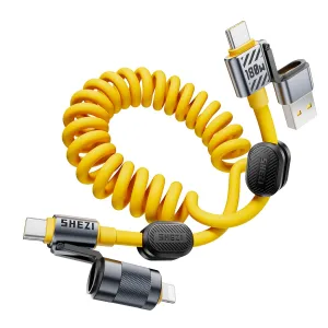 2025 4-in-1 USB C to Lightning Cable, 140W Fast Charging& Data Transfer, CarPlay& Android Auto Support,Multi Charger Cord Combo Lightning/Type C/USB A Port for iPhone iPad Samsung,4FT