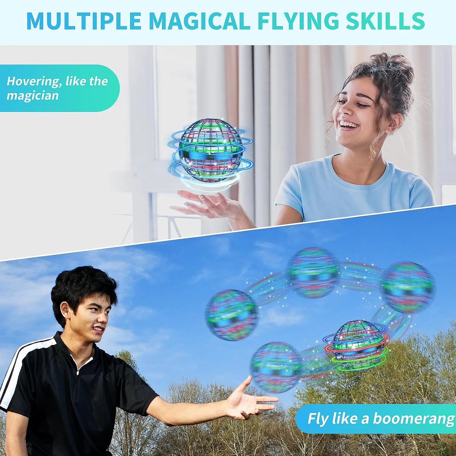 2025 AI Flying Orb Ball Toys, Galaxy Cosmic Globe Boomerang Hover Ball, Hand Drone Orbit, Galactic Fidget Spinning, Birthday Cool Stuff for 6 7 8 9 10  Year Old Boys Girls Teens Outdoor