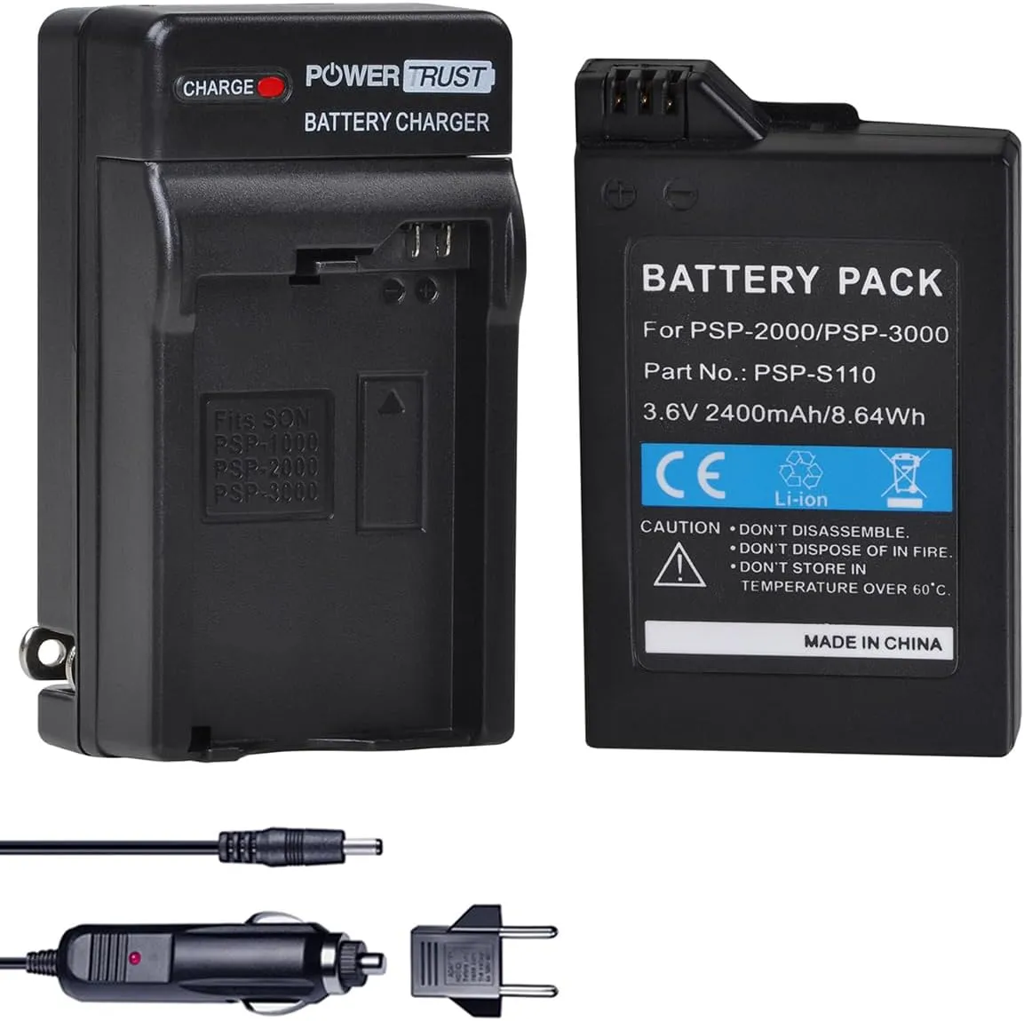 2400mAh PSP-2000 Battery Compatible with Sony PSP 2000 PSP-3000 PSP-S110 PSP-2001 PSP-3001 PSP-3002 PSP-3004 Console