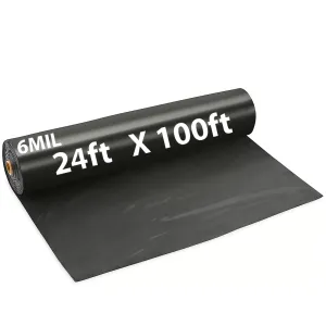 24ftX100ft Black Poly Tarp 6 Mil Low Density LDPE 1 Roll