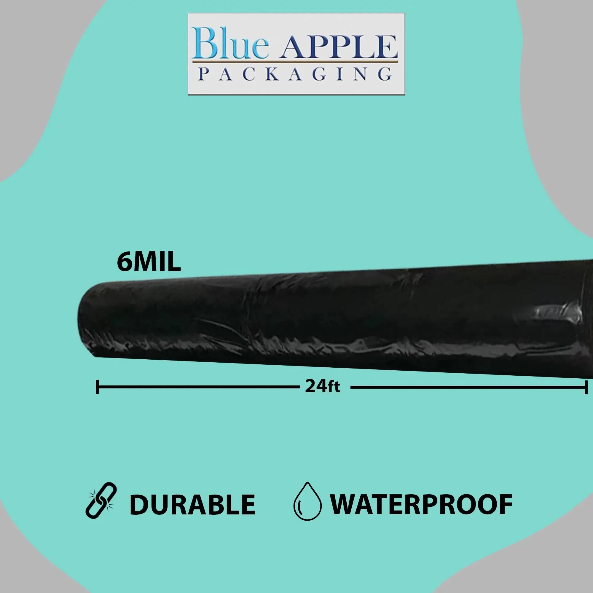 24ftX100ft Black Poly Tarp 6 Mil Low Density LDPE 1 Roll