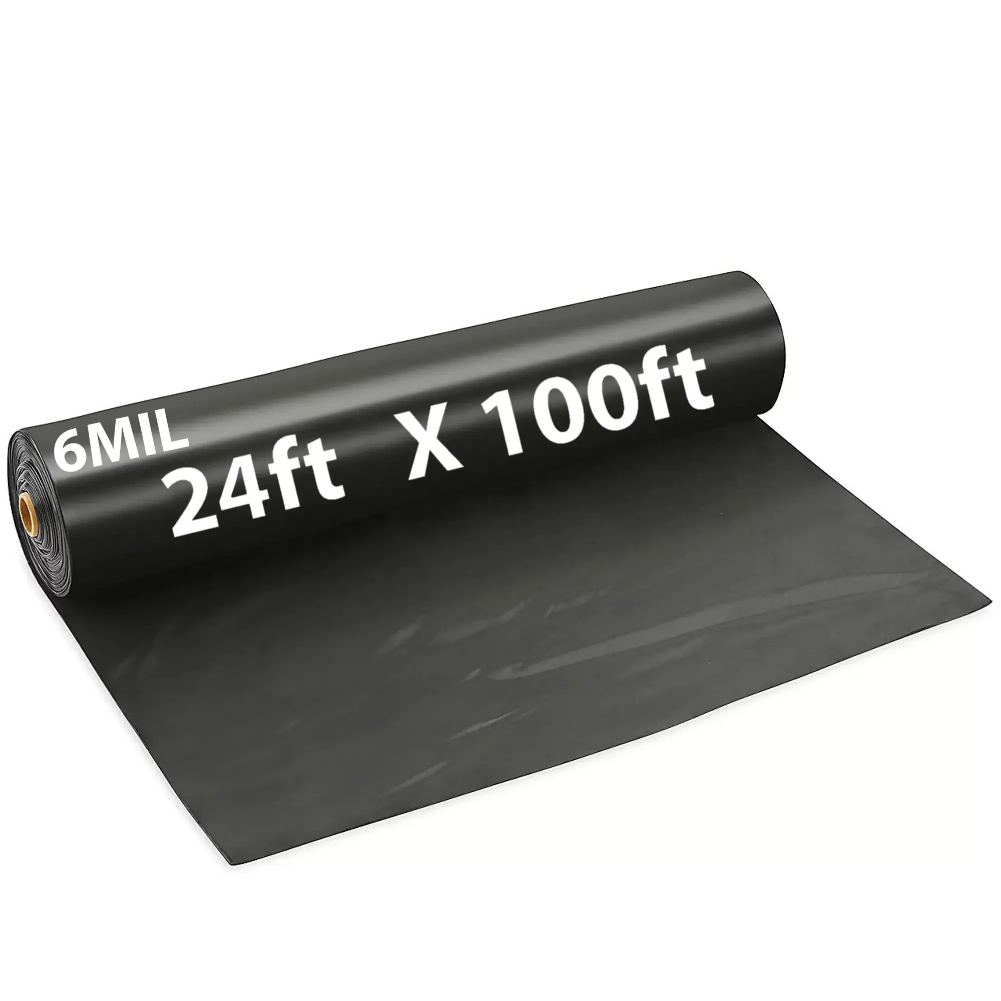 24ftX100ft Black Poly Tarp 6 Mil Low Density LDPE 1 Roll