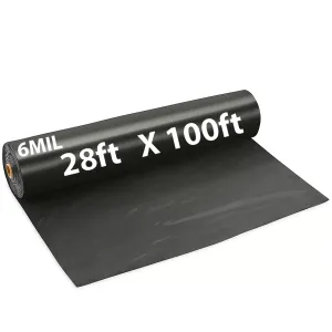 28ftX100ft Black Poly Tarp 6 Mil Low Density LDPE 1 Roll