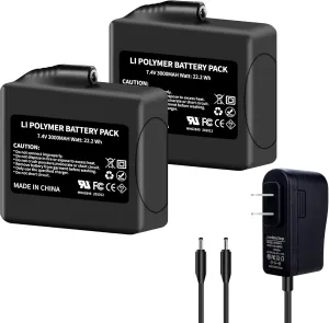 2Pack 3000mAh Lithium-ion Battery Pack for Heated Gloves, Socks, Hats, Mittens, Vest, Jacket, Hand Muff, Boots, Hat, Knee Braces Suit battery Pack Upgraded Version 7.4V 3000mAh Battery Rechargeable