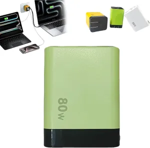 3 in 1 Gan Charger, 80 Watt Charger, Retractable 80 Watt All in One Chargers for iPhone, Phone and Laptops (Green)