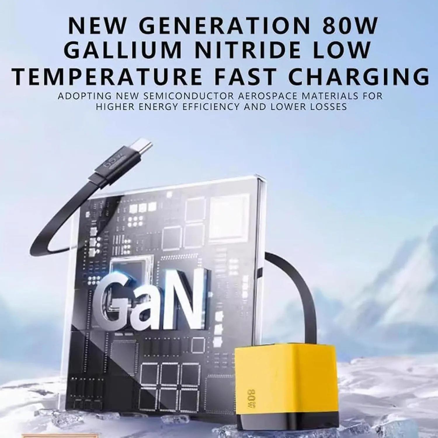 3 in 1 Gan Charger, Scalable 80w Max Fast Charger Module with Type-C Cable and 2 USB Ports, 80 Watt All in One Charger Retractable, Retractable Charger Block for iPhone, Phone and Laptops(Yellow Green