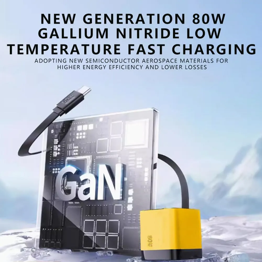 3 in 1 Gan Charger,Scalable 80w Max Fast Charger Module with Type-C Cable and 2 USB Ports, Retractable 80 Watt Charger, 80 Watt All in One Chargers for iPhone, Phone, Laptops (Green)
