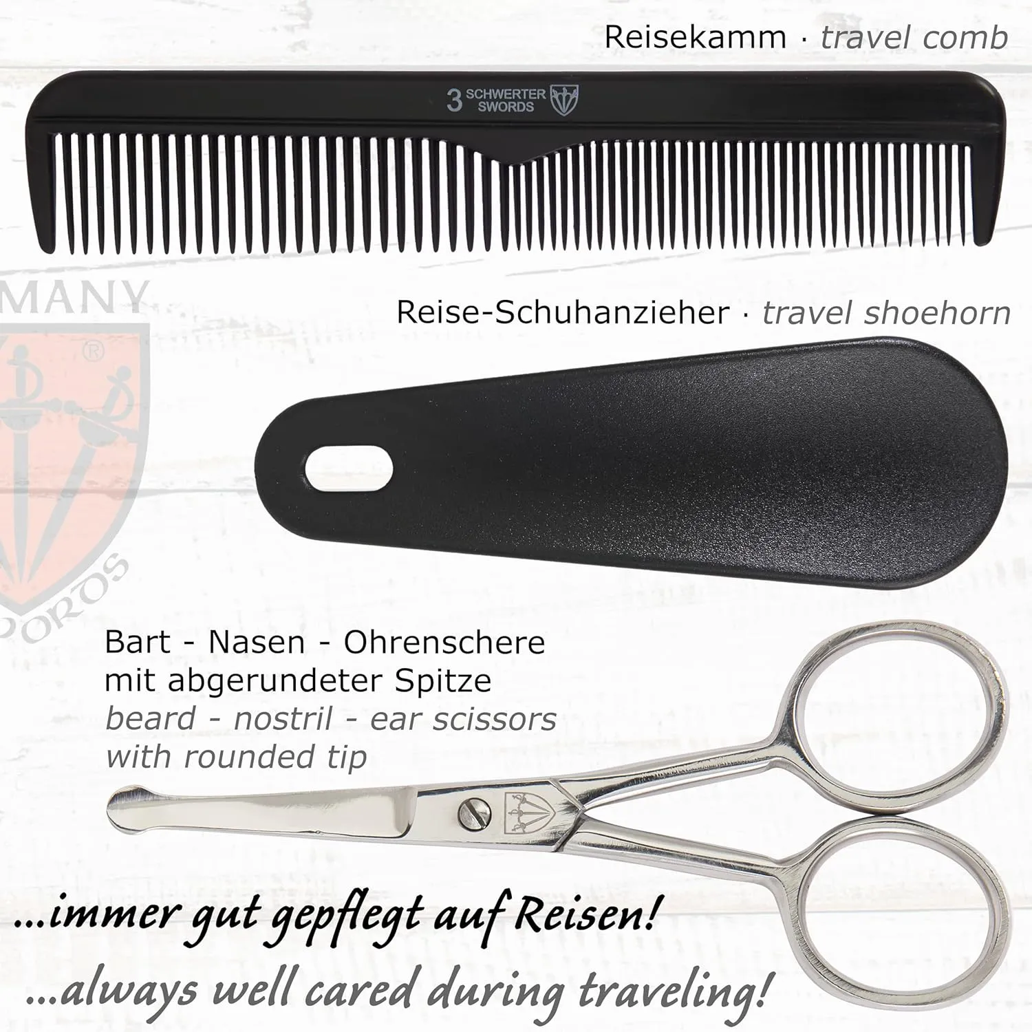3 Swords Germany - brand quality 10 piece manicure pedicure grooming kit set fashion leather case in gift box, travel setMade by 3 Swords