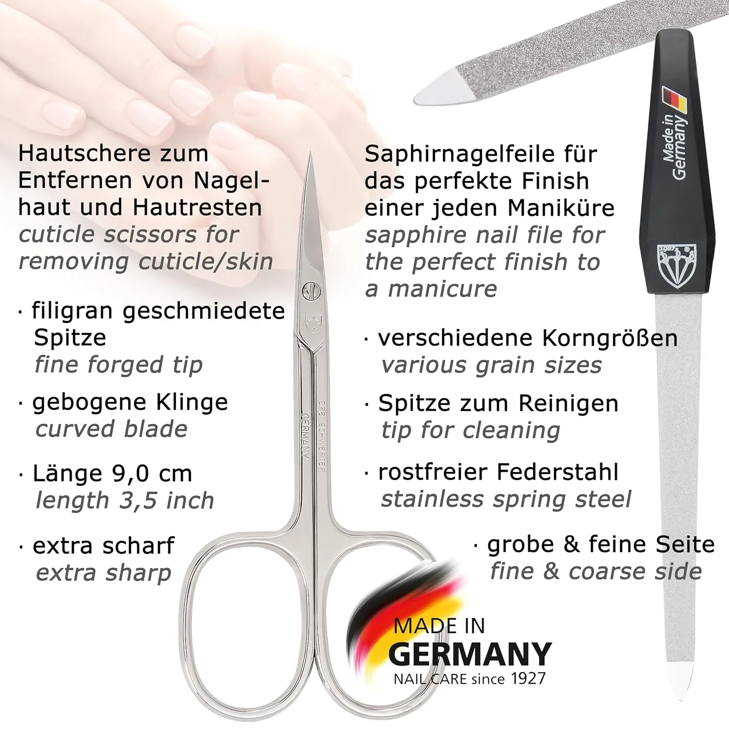 3 Swords Germany - brand quality 6 piece manicure pedicure grooming kit set fashion leather case light pink, Made in Germany