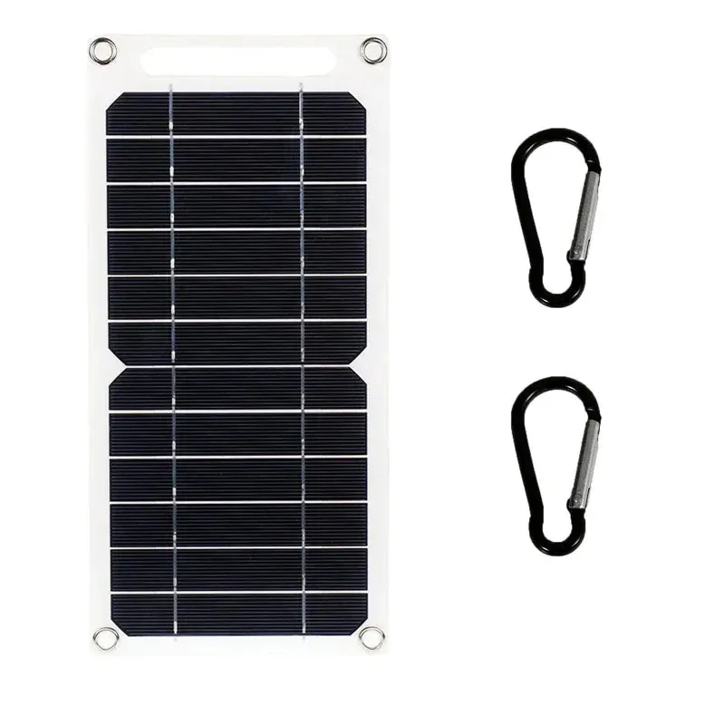 30W Solar Panel USB 5V Charger Kit - Complete Solar System for Mobile Phone, Power Bank, and Watch Charging during Outdoor Hikes