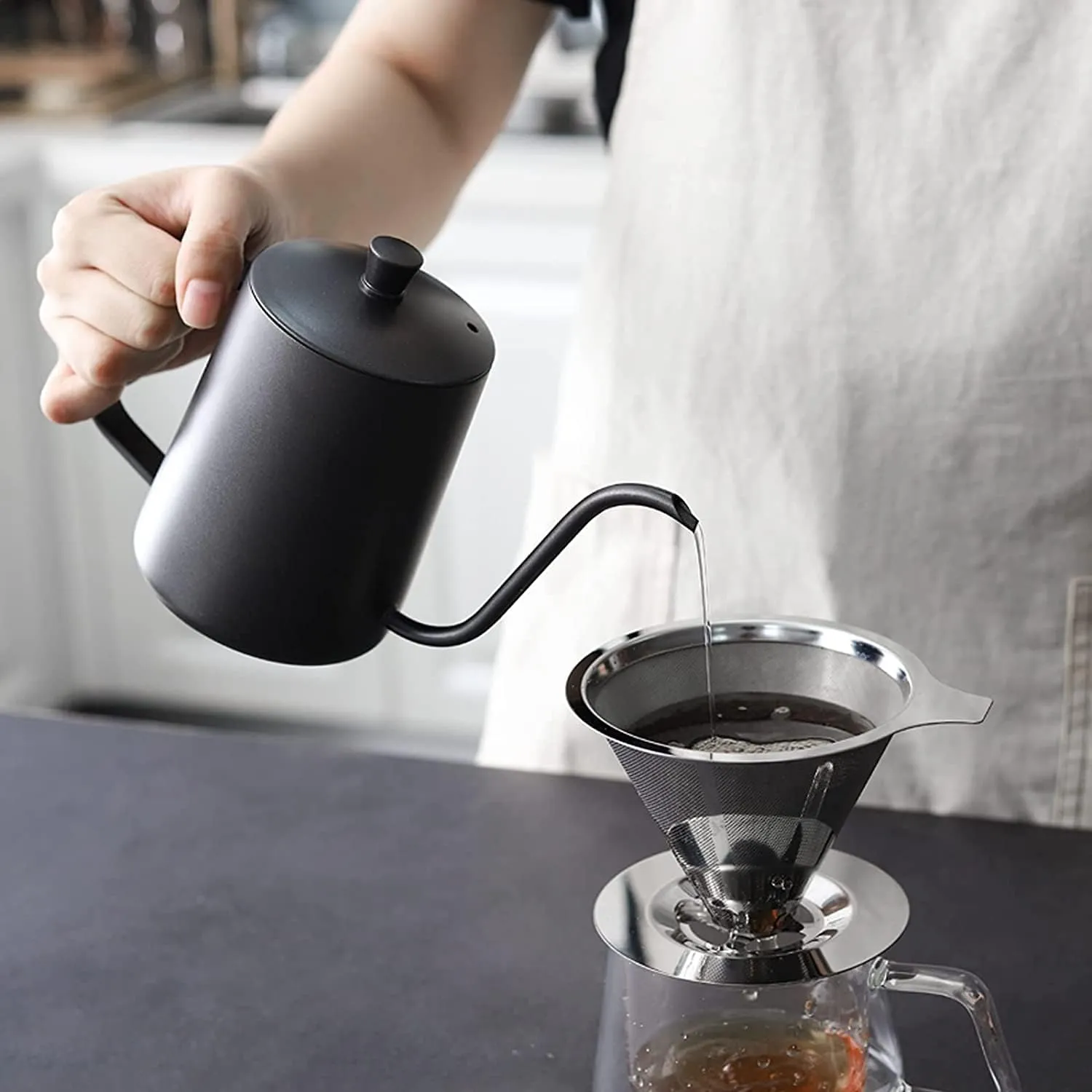 350ml Pour Over Coffee Kettle, Stainless Steel Gooseneck Long Narrow Drip Spout Coffee Maker Tea Pot