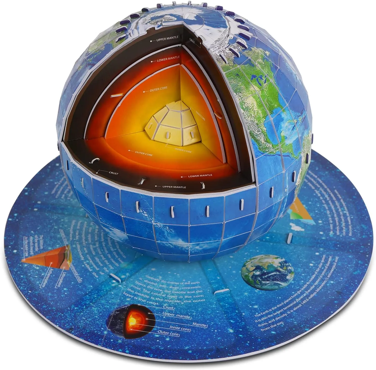 3D Puzzles for Kids Ages 8-10-12-14 Earth Globe DIY Geography Puzzle, Educational Learning Toys 3D Jigsaw World Globe Map Model Kit Teaching Aids Birthday Christmas Gift for Boys Girls, 50 Pieces