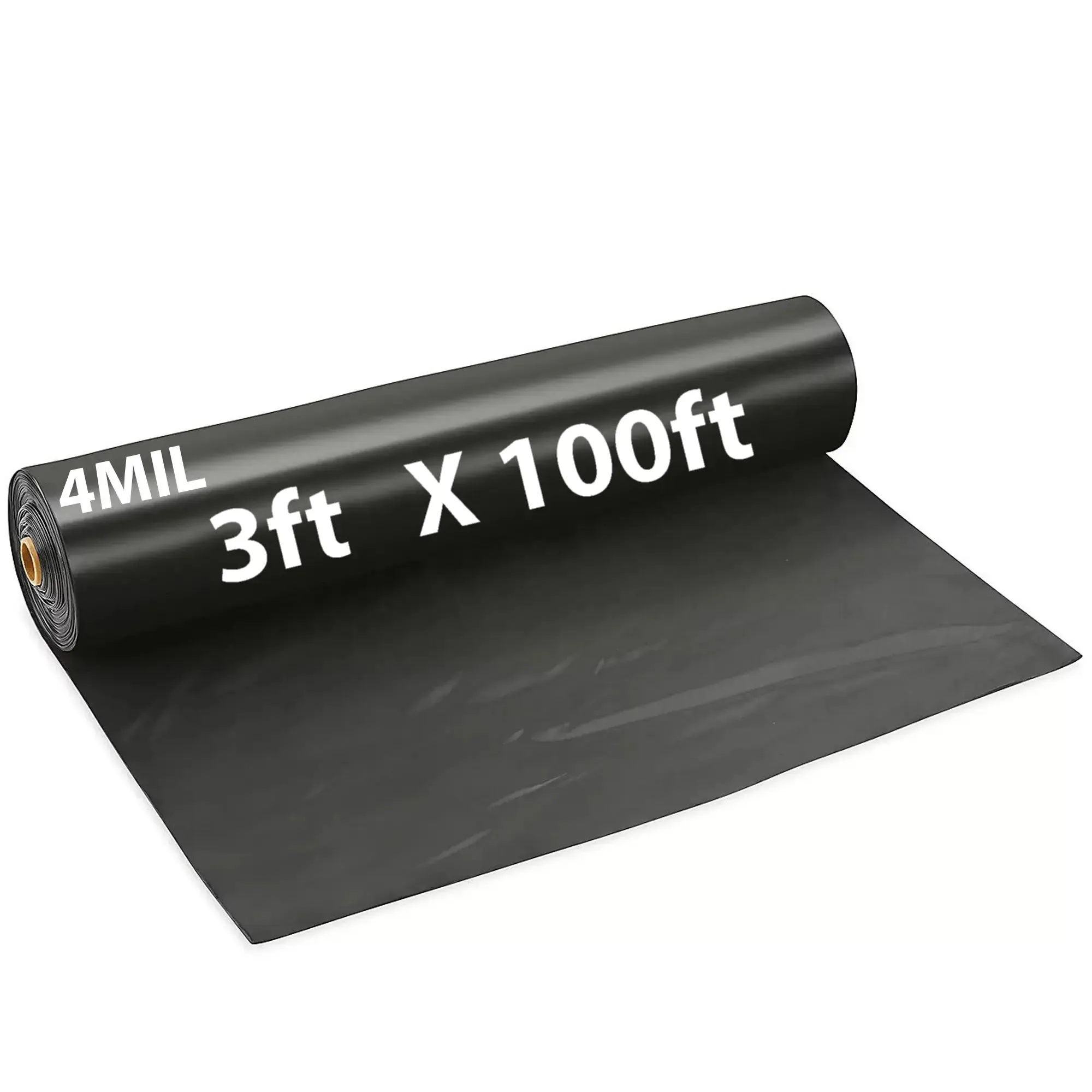 3ftX100ft Black Poly Tarp 4 Mil Low Density LDPE 1 Roll