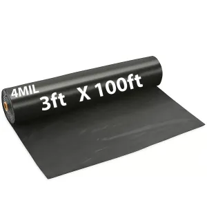 3ftX100ft Black Poly Tarp 4 Mil Low Density LDPE 1 Roll