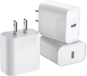 3Pack iPhone 16/15 Charge Block,USB C Charger,i Phone Charger Adapter Quick Fast Charger Adapter Plug 20W Power Delivery Type C Fast Charging Block for iPhone 16/15/14/13/12,iPad Pro/Air/Mini/AirPods