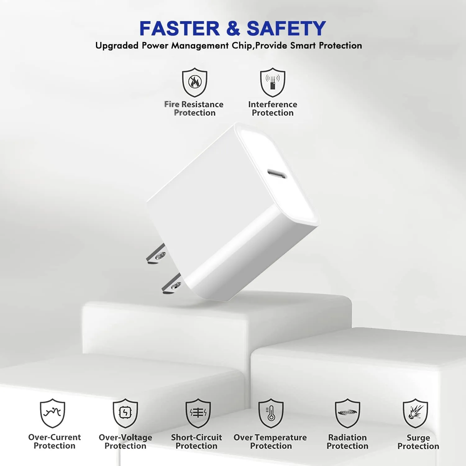 3Pack iPhone 16/15 Charge Block,USB C Charger,i Phone Charger Adapter Quick Fast Charger Adapter Plug 20W Power Delivery Type C Fast Charging Block for iPhone 16/15/14/13/12,iPad Pro/Air/Mini/AirPods