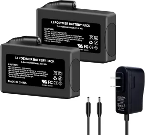 4000mAh 2Pack Lithium-ion Battery Pack for Heated Gloves, Socks, Hats, Mittens, Vest, Jacket, Hand Muff, Boots, Hat, Knee Braces Suit, for Most Winter Garments 7.4V Battery with Charger Power