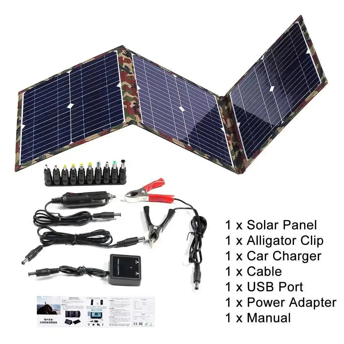 40W Foldable Solar Panel Portable Solar Charger | 12V Battery Power Station with 5V USB for Mobile Phones, Laptops, Camping, and Hiking