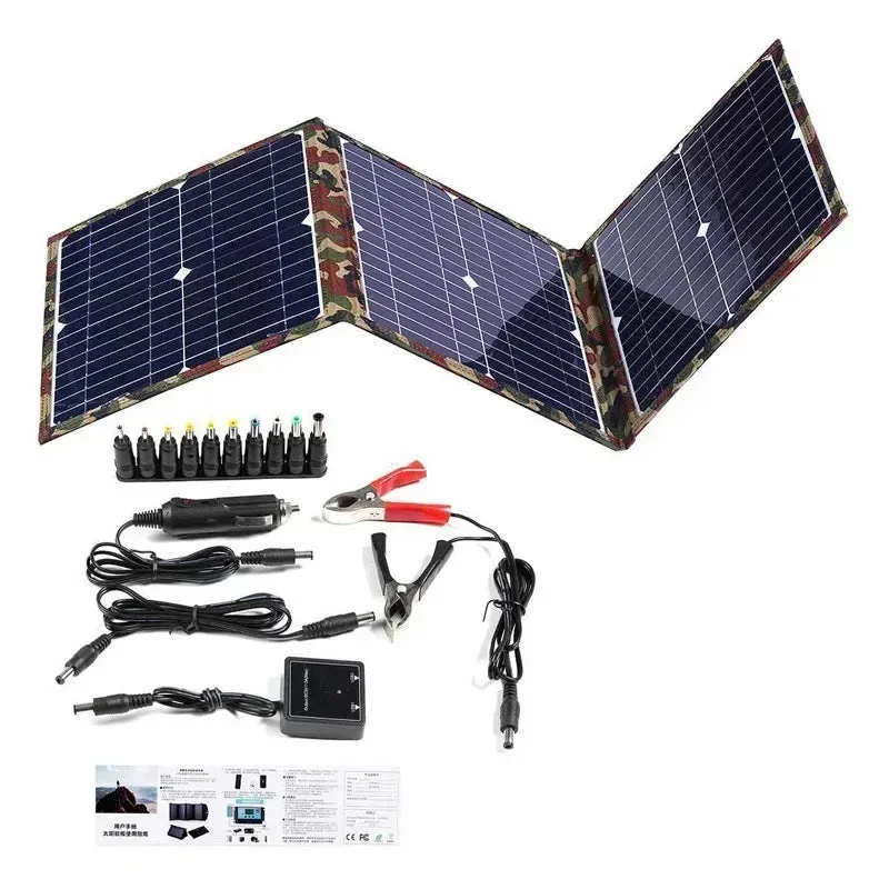 40W Foldable Solar Panel Portable Solar Charger | 12V Battery Power Station with 5V USB for Mobile Phones, Laptops, Camping, and Hiking