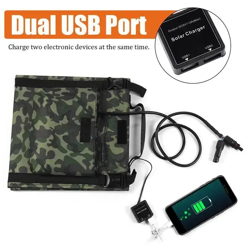 40W Foldable Solar Panel Portable Solar Charger | 12V Battery Power Station with 5V USB for Mobile Phones, Laptops, Camping, and Hiking