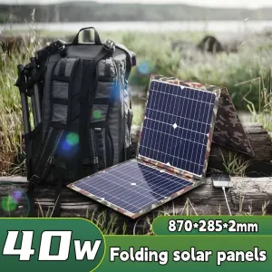 40W Foldable Solar Panel Portable Solar Charger | 12V Battery Power Station with 5V USB for Mobile Phones, Laptops, Camping, and Hiking