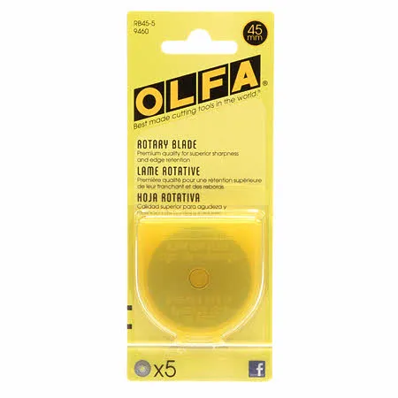 45mm Tungsten Steel Rotary Cutter Blades - 5-pack - Olfa