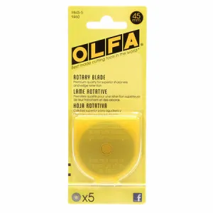 45mm Tungsten Steel Rotary Cutter Blades - 5-pack - Olfa