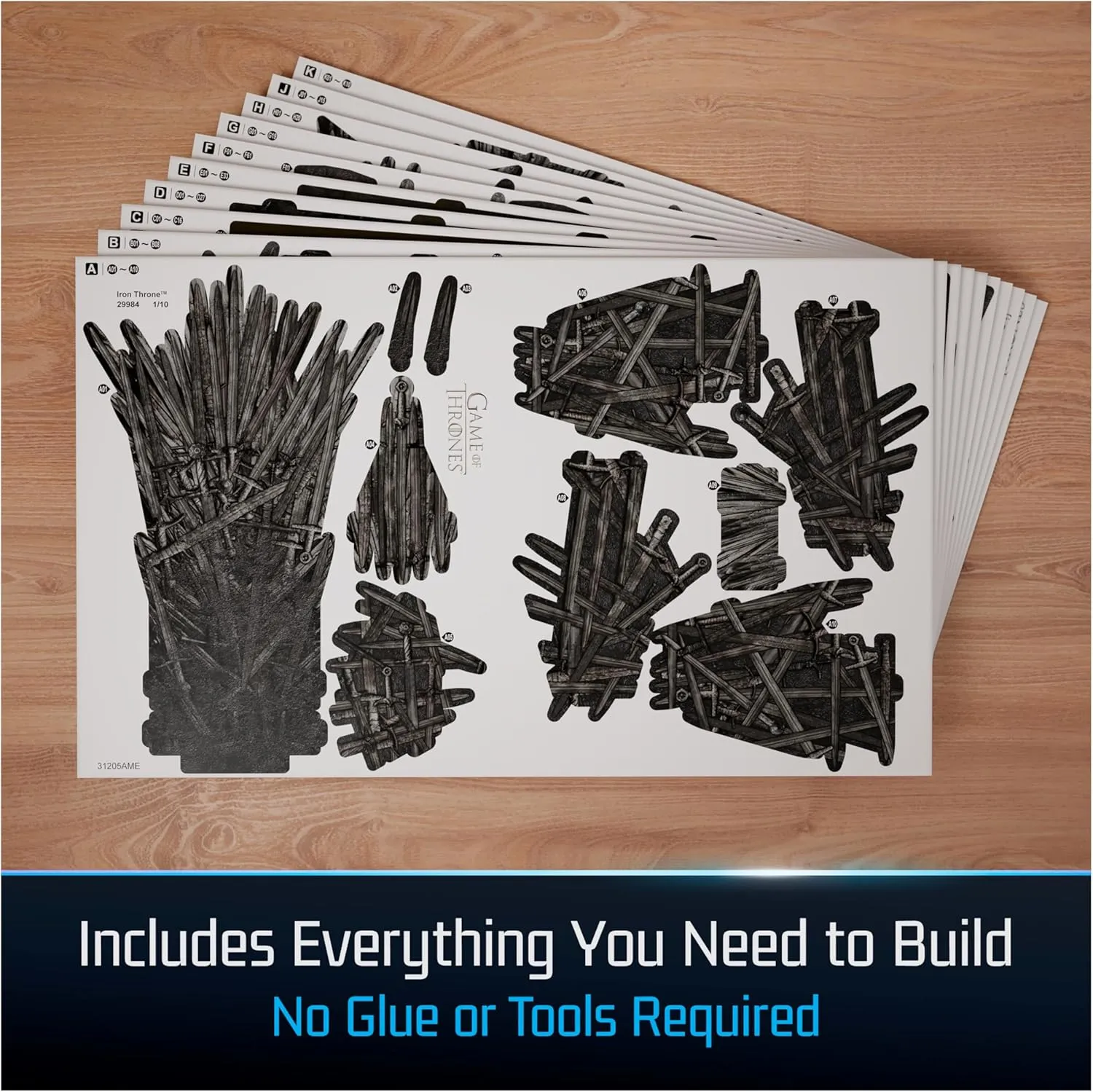 4D Build, Game of Thrones Iron Throne 3D Model Kit, GOT Collectibles & Desk Décor, Adult Puzzles for Fantasy Book GOT Fans, 3D Puzzles for Adults & Teens, 219 Pieces, for Ages 12 & Up