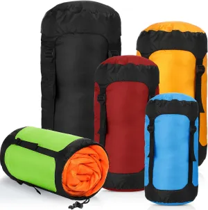 5 Pcs Compression Sacks for Backpacking 5L/10L/15L/20L/35L Camping Sleeping Bag Stuff Sack Water Resistant Sleeping Bag Storage Sack for Space Saving Hiking Gear