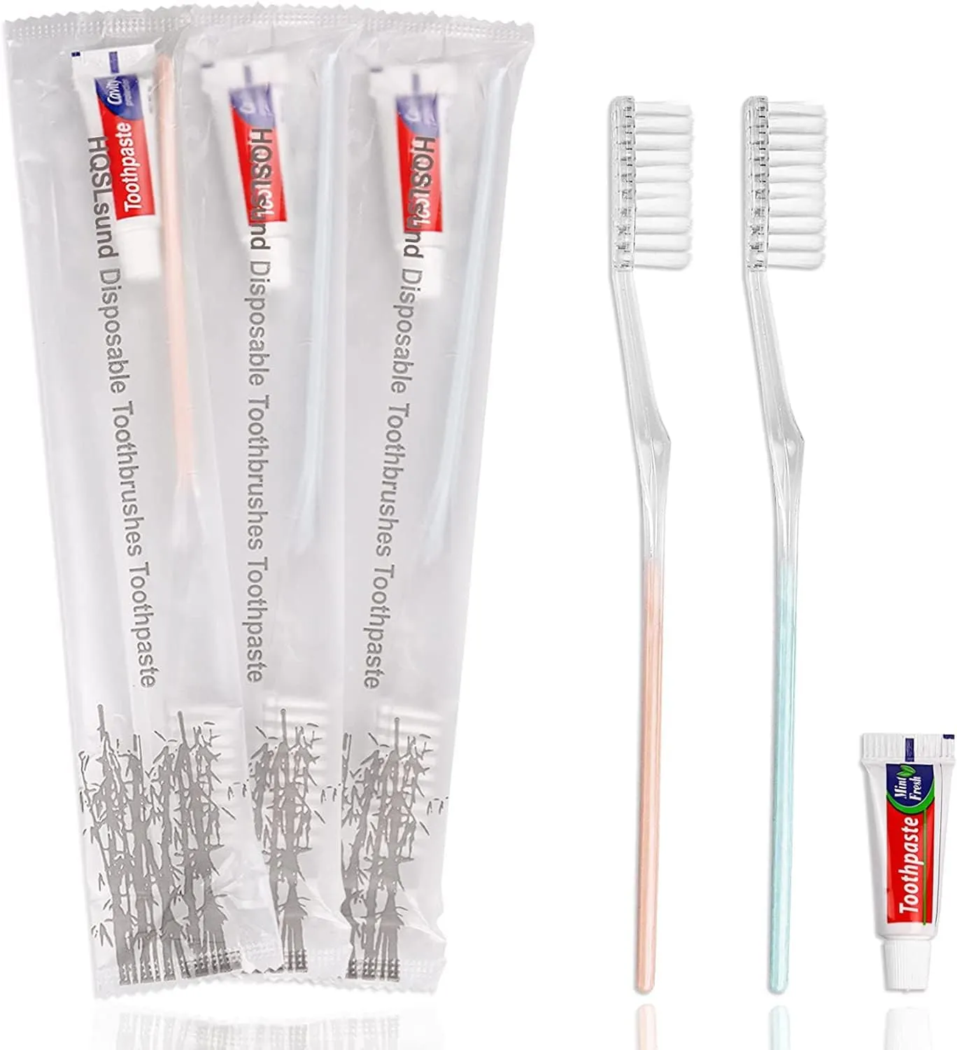 50 Pack Disposable Toothbrushes with Toothpaste, Individually Wrapped Disposable Toothbrushes Bulk Toothbrushes Soft Bristle Manual Disposable Travel Toothbrush Kit