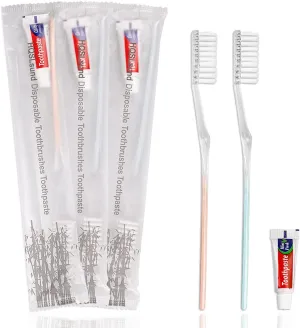 50 Pack Disposable Toothbrushes with Toothpaste, Individually Wrapped Disposable Toothbrushes Bulk Toothbrushes Soft Bristle Manual Disposable Travel Toothbrush Kit
