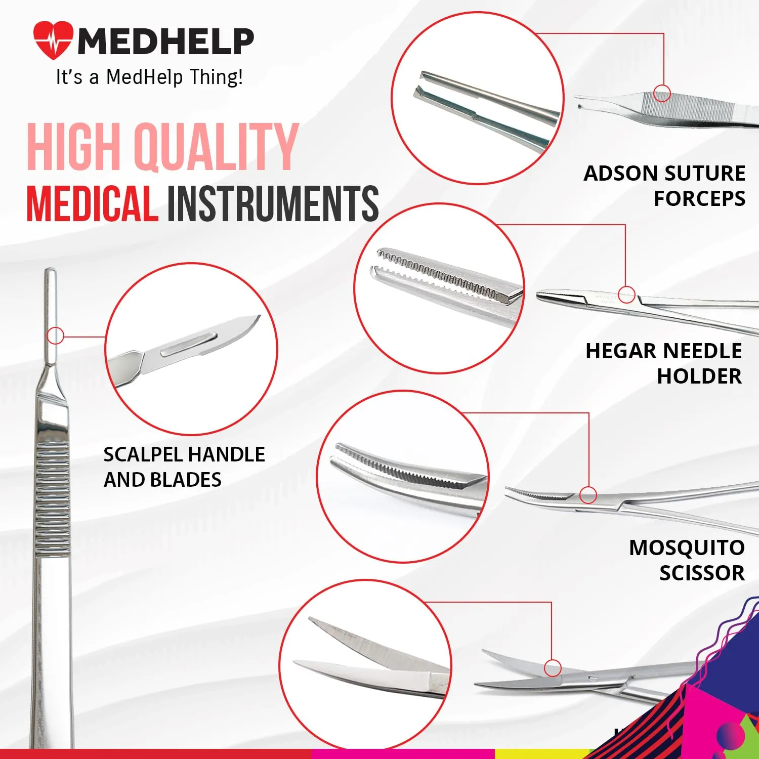 50 PCS Practice Suture Kit for Medical Students - Complete Suture Practice Kit for Surgical Training: Large Silicone Suture Pad, Sterile Sutures Thread with Needle, Dissection Blades, Cary Bag