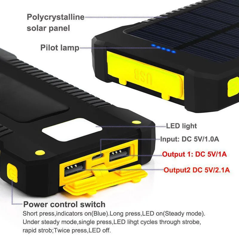 50000mah Dual USB Solar Power Bank Portable External Battery Phone Charger AU