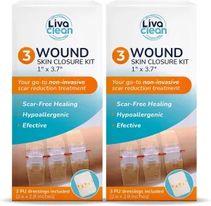 (6 CT) 1 X 3.7” Wound Closure Strips - Zip Stitch Wound Closure Kit - Butterfly Kit Device Zip Tie Skin Closuing Butterfly Bandaids Adhesive Injury-Closing Glue Steri Strips Bandages Sutures