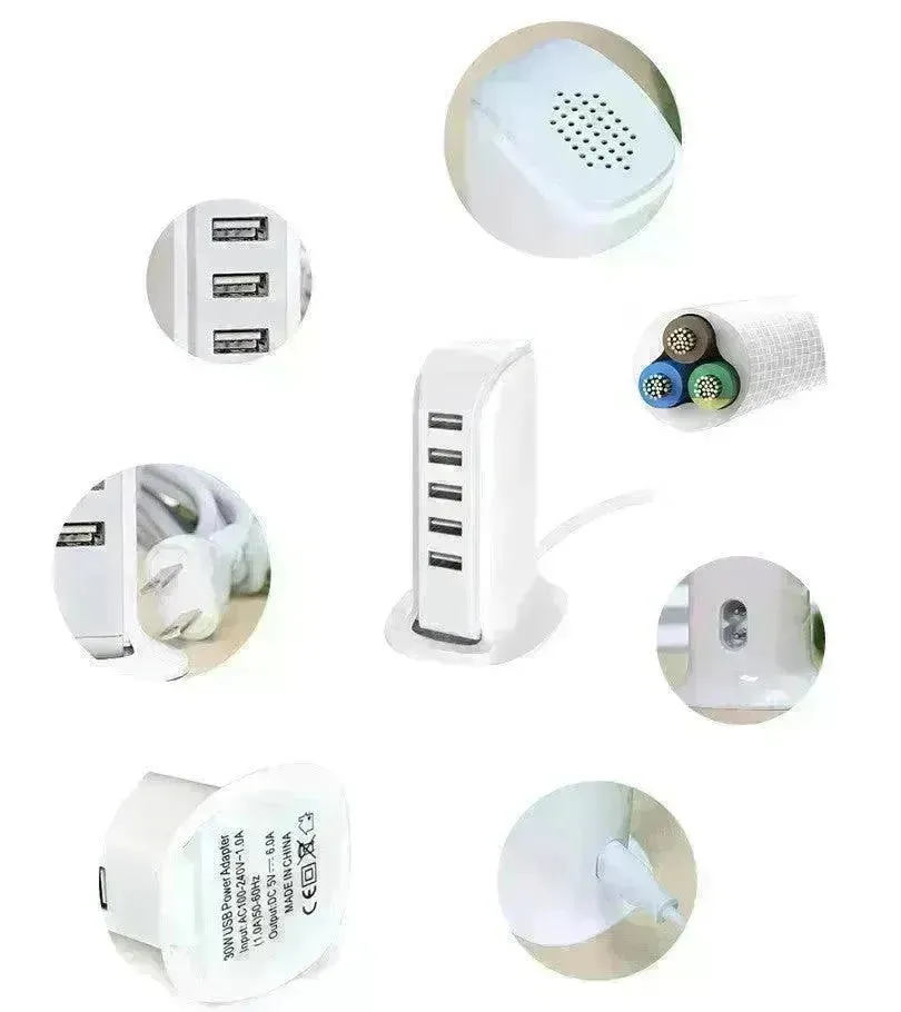6 Port USB Sailboat Power Strip Charger