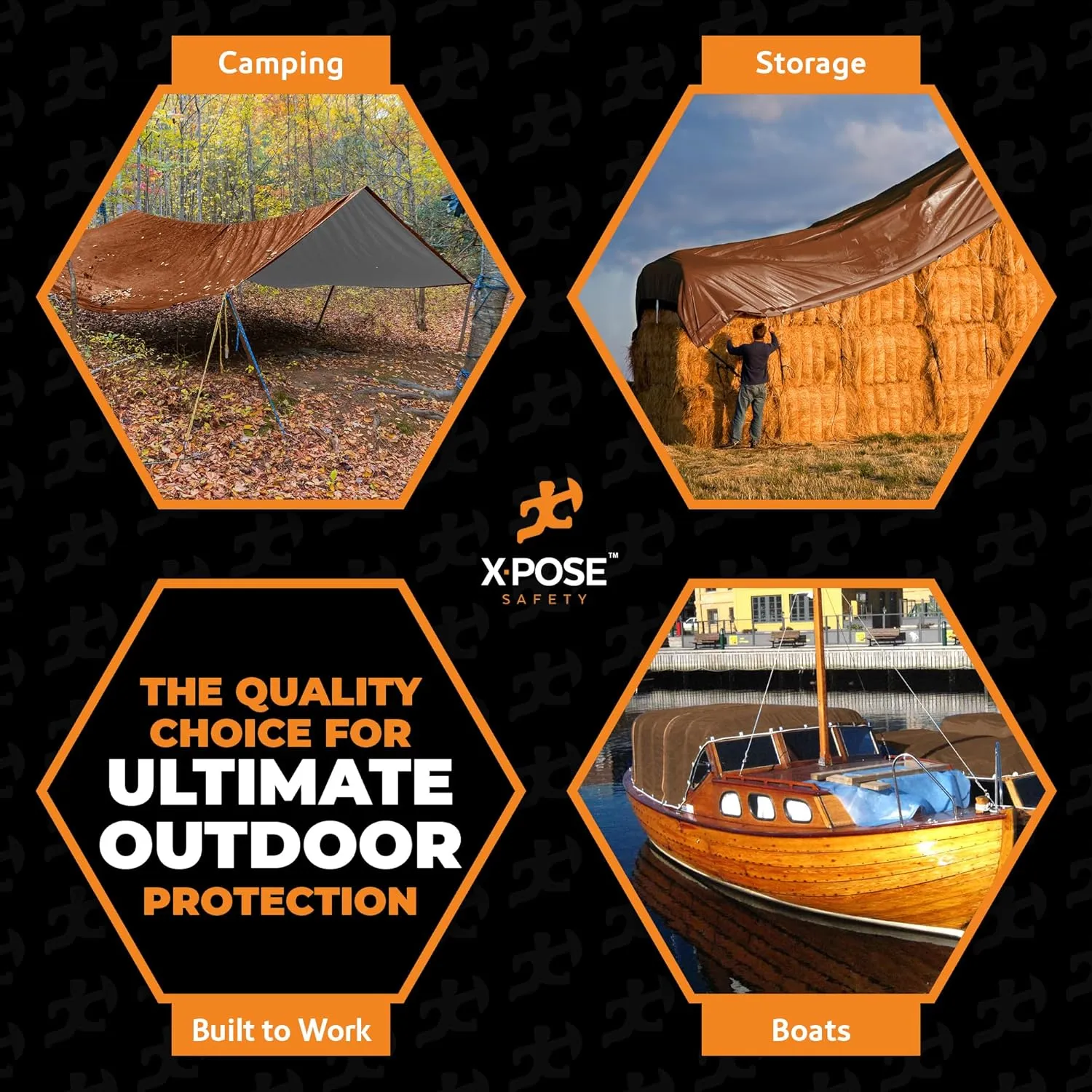 6' x 8' Brown/White Ultra Heavy Duty Tarp - 20 Mil Tarps Heavy Duty Waterproof 6x8- Large Outdoor Tarp, Waterproof Tarp Cover for Rain Camping, Tent Tarp, UV Protection, Reinforced Corners