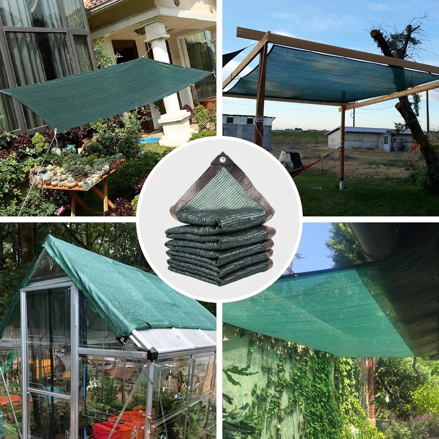 60% 20 X 48 FT Green Shade Cloth, Outdoor Woven Sun Shade with Grommets, Durable Breathable Netting Shading Antifreezing for Patio, Garden, DIY Home, Plants Cover, Greenhouse, Dog Kennel