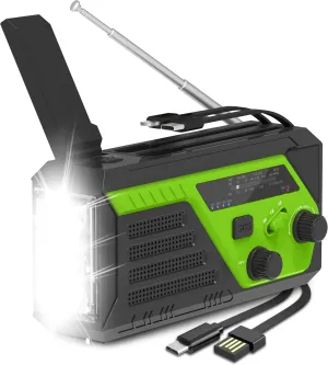 6000mAh/22200mWh Hand Crank Emergency Radio, AM/FM/NOAA Weather Radio, Hand Crank Radio with 4 Built-in Cable, Emergency Weather Radio with Quickly Phone Charger, SOS Alarm for Emergency Winter Storm