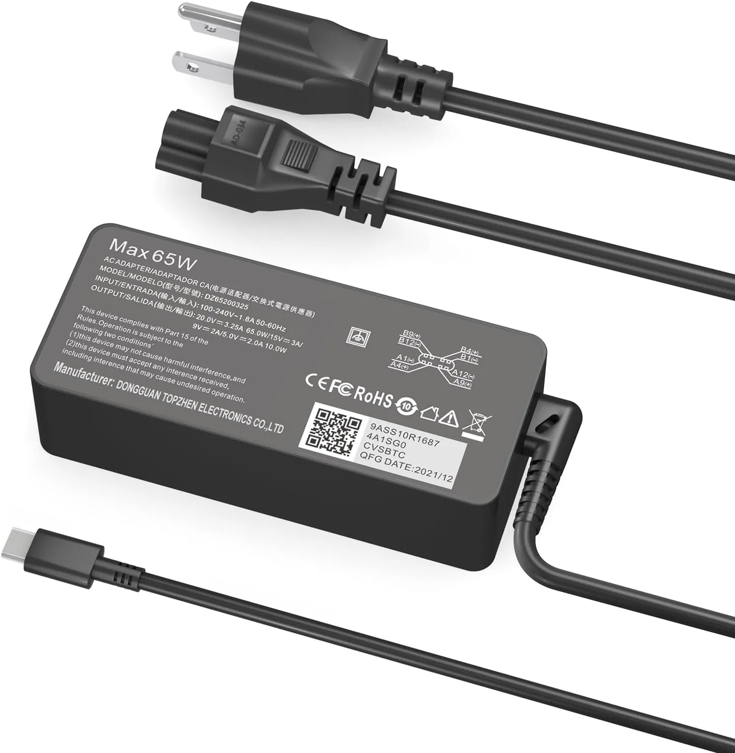 65W USB C Charger for Lenovo Thinkpad/Yoga/Chromebook Laptop Computer 65W 45W USB C Fast Power Adapter