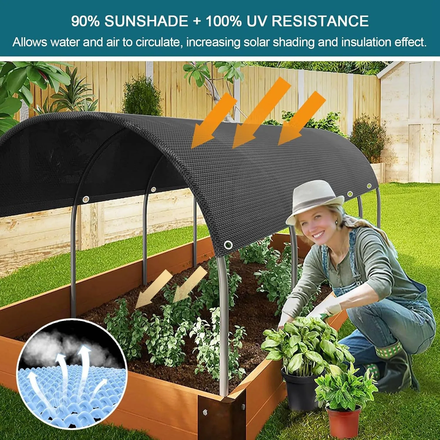 6.5x39ft 90% Shade Cloth, Chicken Coop Shade Cover,Sturdy Sunblock Mesh Tarp with Grommets for Patio Plants Greenhouse Kennel Porch Pergola Sun Protection Neting Cover
