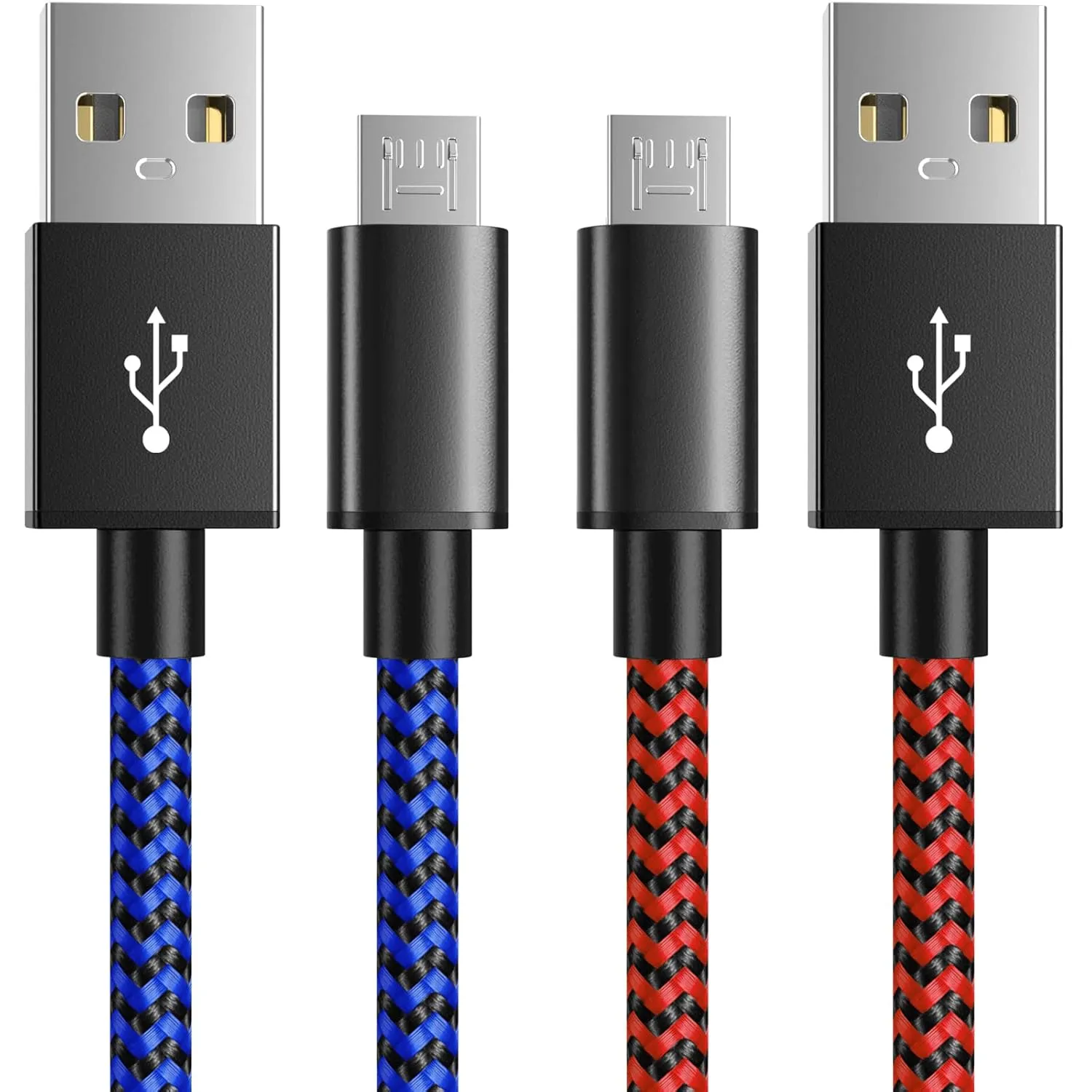 6amLifestyle PS4 Controller Charger Cable, 10ft Charging Cord 2 Pack for PlayStation 4, PS4 Slim/Pro, Dualshock 4, Xbox One/One X, Blue Red