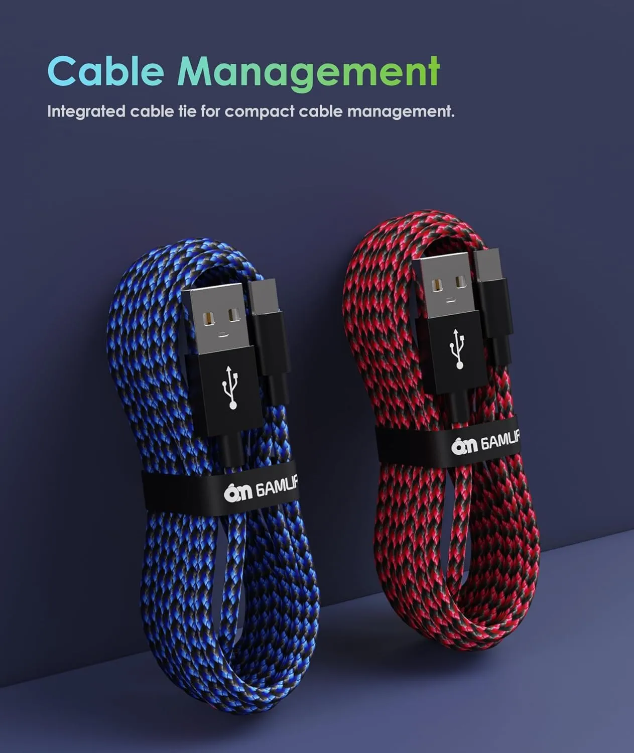 6amLifestyle PS4 Controller Charger Cable, 10ft Charging Cord 2 Pack for PlayStation 4, PS4 Slim/Pro, Dualshock 4, Xbox One/One X, Blue Red