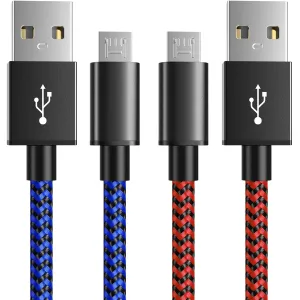 6amLifestyle PS4 Controller Charger Cable, 10ft Charging Cord 2 Pack for PlayStation 4, PS4 Slim/Pro, Dualshock 4, Xbox One/One X, Blue Red