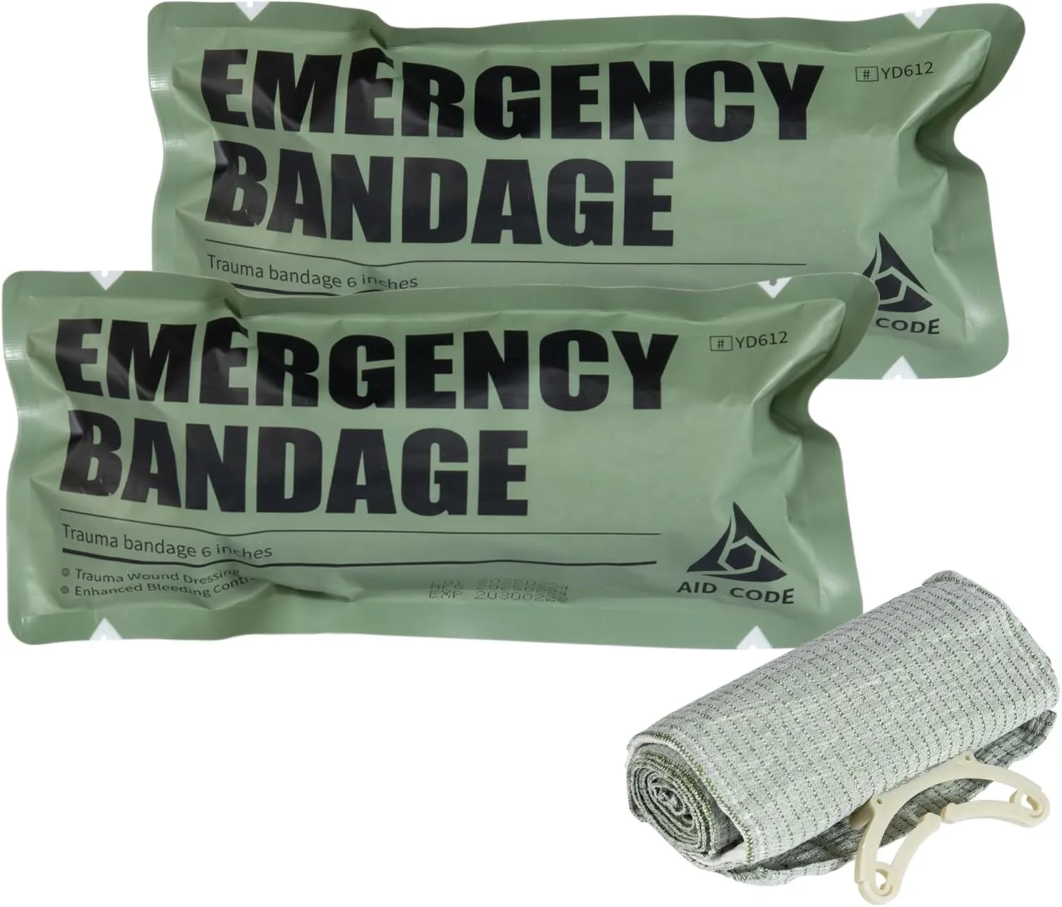 6" Israeli Style Emergency Bandage, Compression Trauma Wound Dressing, Combat Tactical First Aid Kit IFAK Supplies, 2 Count