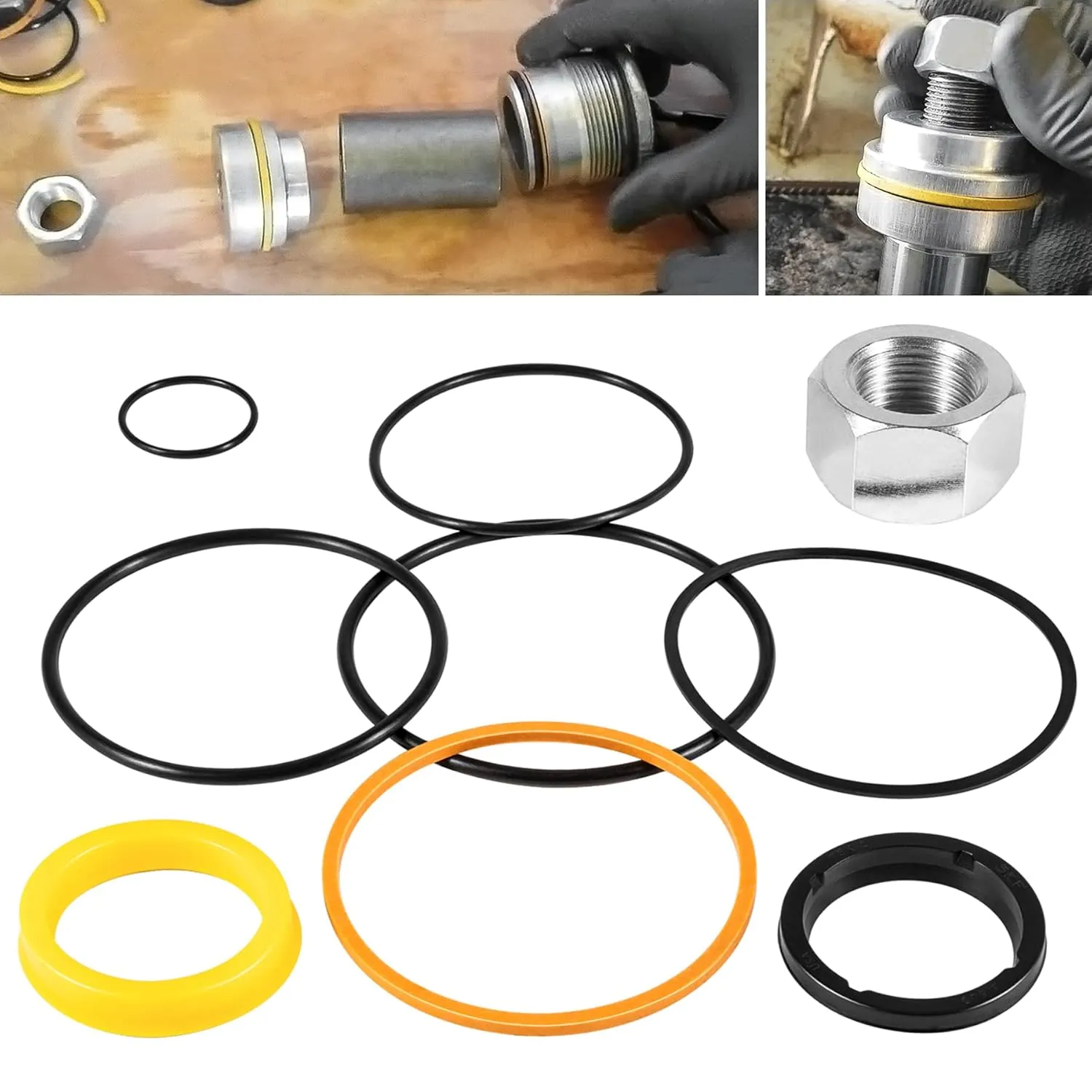 7135551 Tilt Hydraulic Cylinder Seal Kit for Bobcat Skid Steer Loader 630 641 642 643 653 730 731 732 741 742 743 751 753 7753 843 853 Replaces 6804605