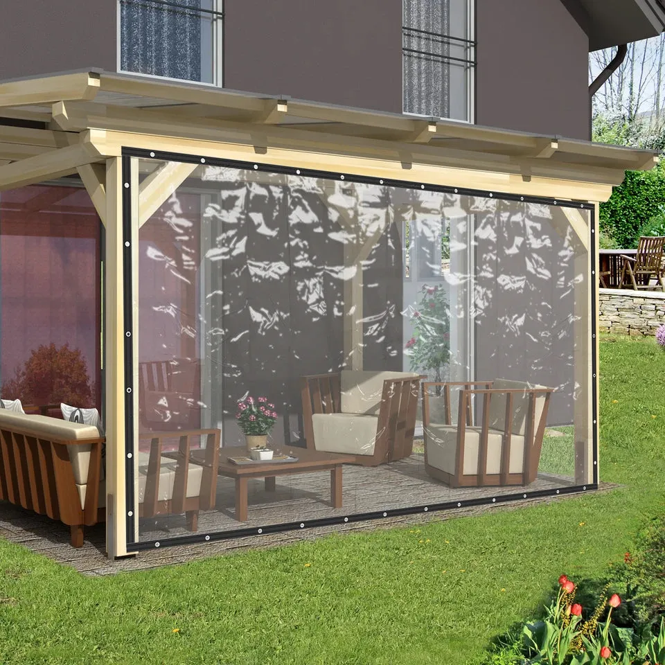 8 * 16ft Rainproof Tarpaulin Outdoor Clear Curtain 0.5mm Thickness Clear PVC Tarpaulin Cloth Waterproof Clear Awning Vinyl