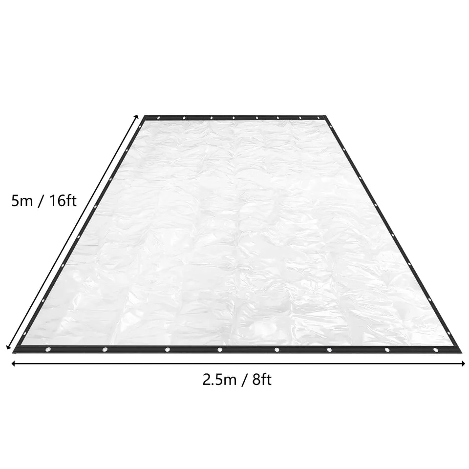 8 * 16ft Rainproof Tarpaulin Outdoor Clear Curtain 0.5mm Thickness Clear PVC Tarpaulin Cloth Waterproof Clear Awning Vinyl
