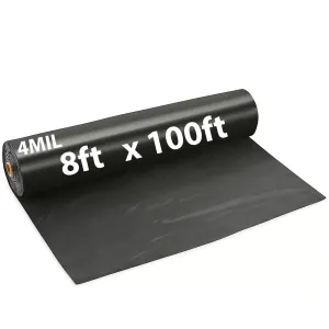 8ftX100ft Black Poly Tarp 4 Mil Low Density LDPE 1 Roll