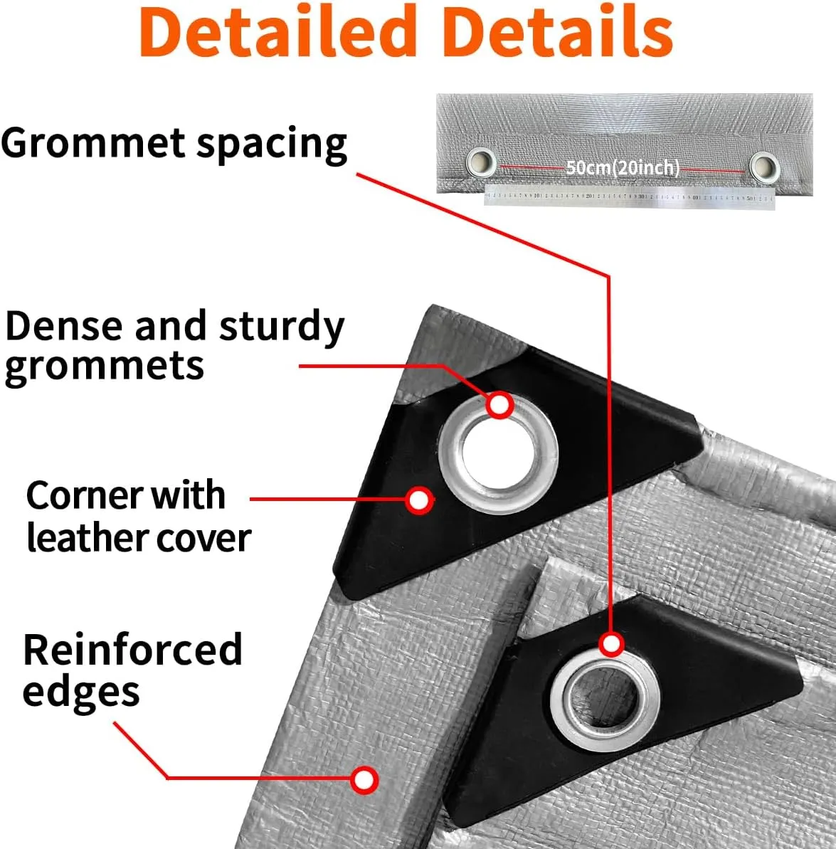8'x10' Heavy Duty Tarp, 10Mil Silver Waterproof Tarps with Grommets, UV Resistant, Poly Tarpaulin with Reinforced Edges, Cover for Car, Roof, Camping
